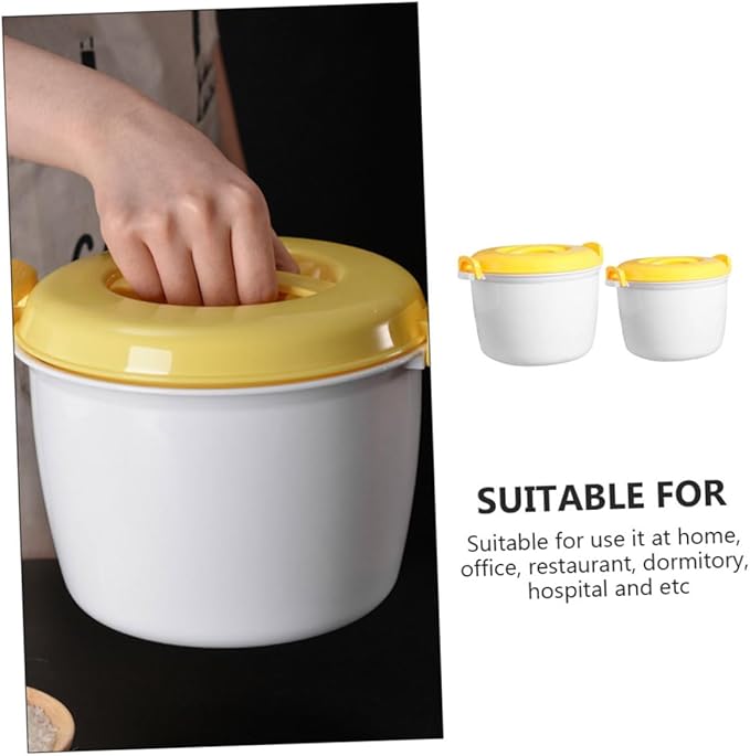 Unomor 2pcs Microwave Rice Cooker Set Food Steamer Pot with Locking Handles Large Capacity Insulated Containers for Cooking Rice Vegetables and More Plastic