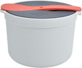 Microwave Rice Cooker 2L Microwave Rice and Pasta Cooker Food Grade PP Material Microwave Rice Cooker Set with Rice Spoon Lid Strainer Steaming Pot Rice Cooke(Orange)