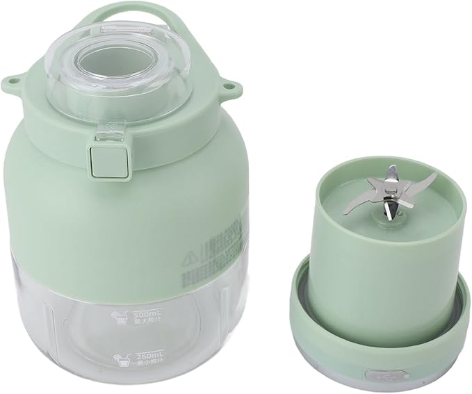 FILFEEL Portable Electric Juicer Blender Cup for Outdoor Sports - Dual Use Bottle with Interchangeable Lids (Light Green)