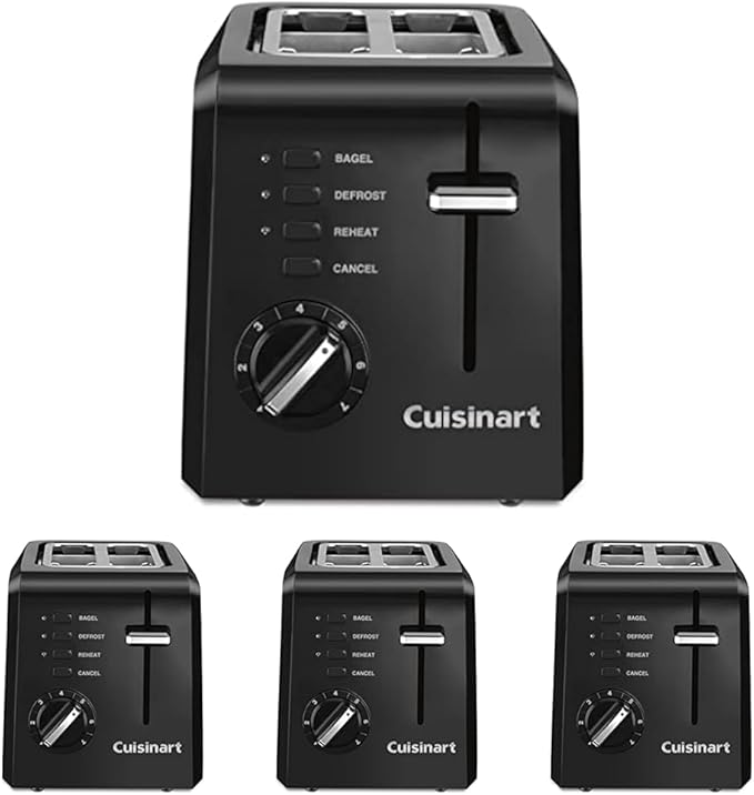 Cuisinart CPT-122BK 2-Slice Compact Plastic ToasterBlack(Pack of 4)