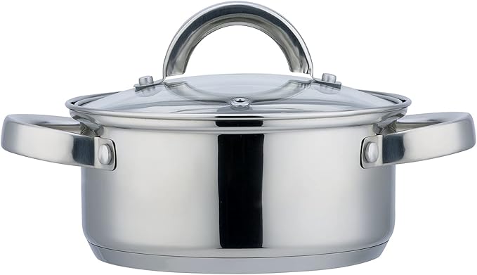 Switzerland 7 Stainless Steel AISI 430 7-Piece Cookware Set with Tempered Glass Lids with Valve - Suitable for Gas Electric Ceramic and Induction Cookers