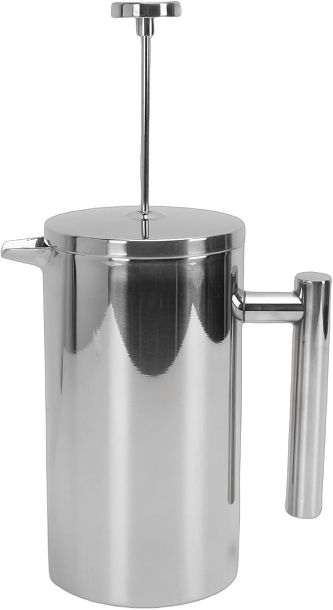 Fockety French Press Coffee Maker Stainless Steel Double Wall Insulated Coffee Press with U Shaped Spout Rustproof Dishwasher Safe French Coffees Maker for Home Office Camping (1000ml)