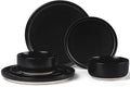 LIANYU Plates and Bowls Sets for 2 6 Piece Stoneware Dinnerware Set Porcelain Dishware for Kitchen and Dining Microwave Oven Dishwasher Safe High temperature &amp Scratch Resistant Matte Black