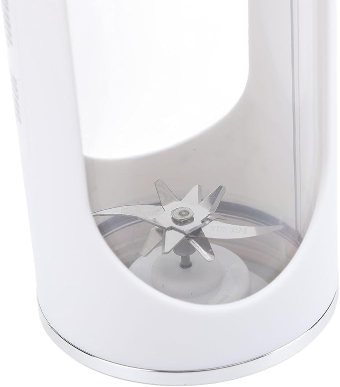 450ML Portable Juicer Cup - USB Rechargeable Travel Blender with 12 Blades &amp 3 Speeds - Smoothies &amp Fruit Juices for Home Office and Outdoors (White)