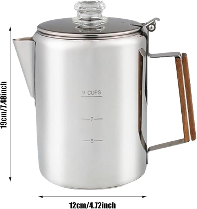 Stainless Steel Coffee Percolator for Campers Heat Retention Coffee Pots Large Capacity Coffee Maker for Camping