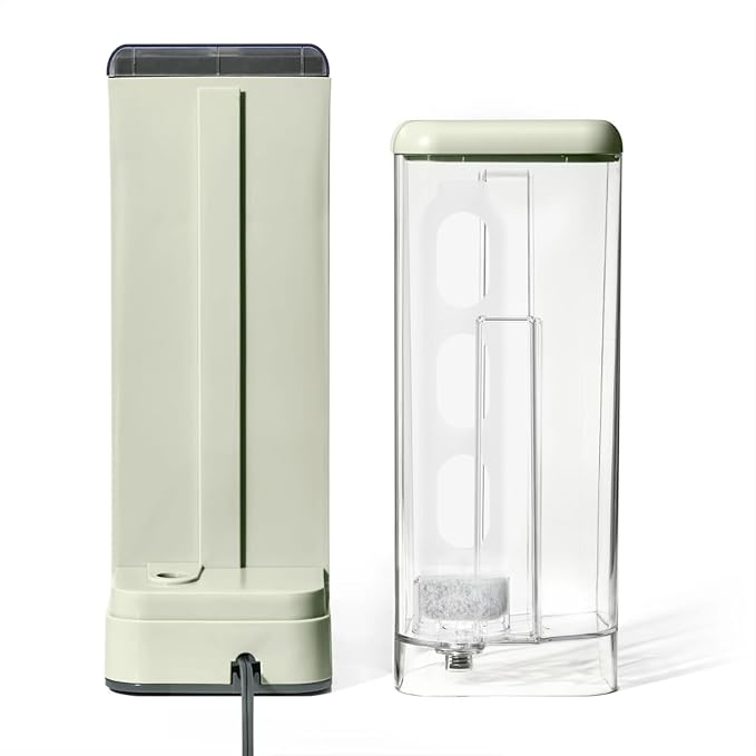 Perfect Grind Single Serve Coffee Maker built-in grinder 6 sizes 3 strengths pod-free reusable filter 64oz reservoir touch display hot &amp iced brew. (Sage Green)