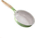 cookware set Non Stick Frying Pan With Wooden Handle Cooking Pot Set Breakfast Crepe Maker Cookware Saucepanpink 16cm Milk(Green 18cm pan)