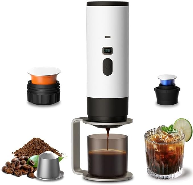 Portable Espresso Machine 3-in-1 15Bar Wireless Coffee Maker with 7800mAh Battery &amp Digital Display for Travel Camping Car Office Use Ideal for Commuters &amp Outdoor Enthusiasts