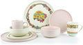 Everything Kitchens Modern Flat 16-Piece Dinnerware Set | Peace &amp Love (32-Piece Dinnerware Set | Soft Pink)