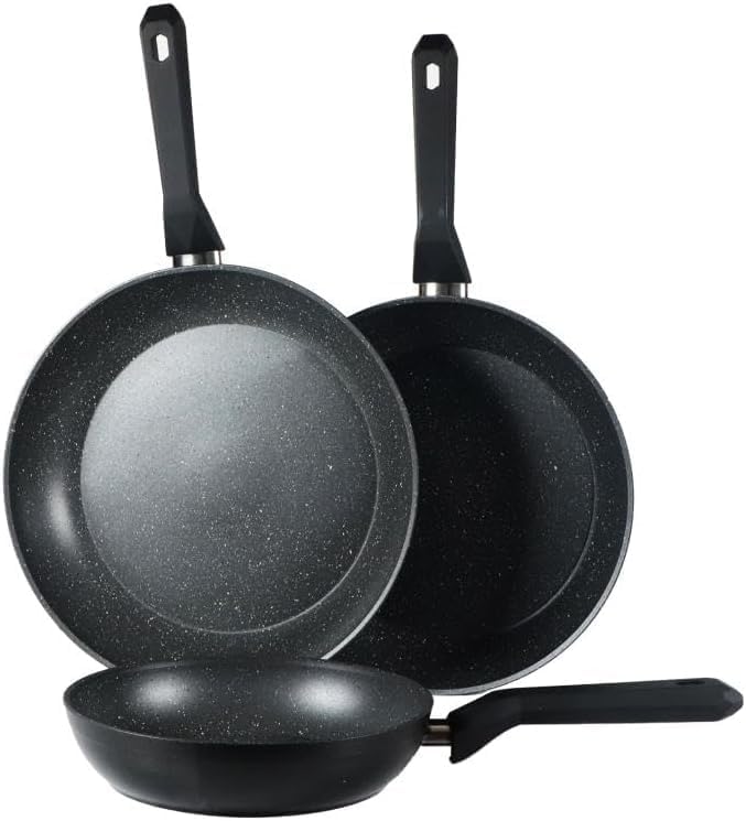 Serenk Pots and Pans Set Stainless Steel Non Stick 7 Pieces Non Toxic Cokware Induction Cookware w/Pots &amp Pans &amp Saucepans Cooking Sets Pots and Pans (Fryin Pan Set 3 Pc)