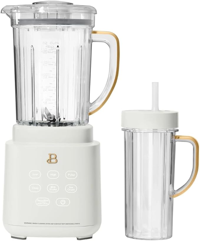 PowerExact Blender System with PrecisionSense Technology 700W Motor 50oz Tritan Jar 20oz Personal Cup Stainless Steel Blades (White Icing)