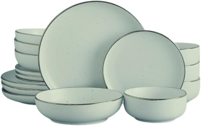 16-Piece Ceramic Dinnerware Sets| Plates And Bowls Sets| Ceramic Plates &amp Bowls Dish Set For Kitchen And Dining| Microwave &amp Dishwasher Safe Plate And Bowl Set | Dinner Plates And Bowls Sets
