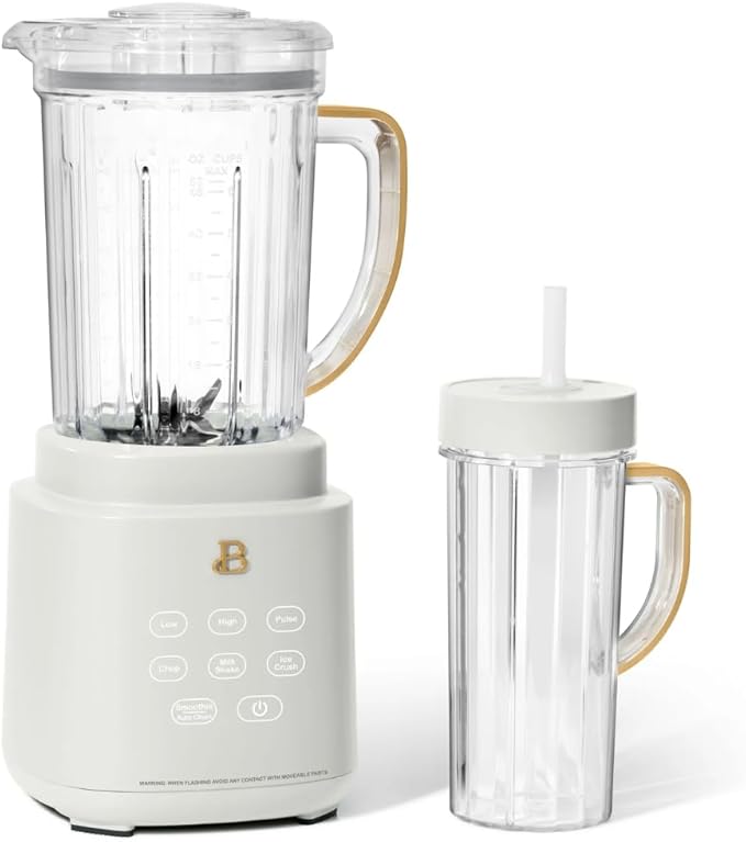 PowerExact Blender System with PrecisionSense Technology 700W Motor 50oz Tritan Jar 20oz Personal Cup Stainless Steel Blades (White Icing)