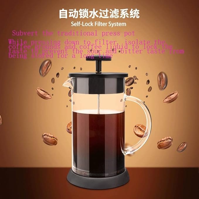 French Press Coffee Maker - Heat Resistant Glass with Filtration System Brews Coffee and Tea - Large 34 Oz Carafe Coffee Presser