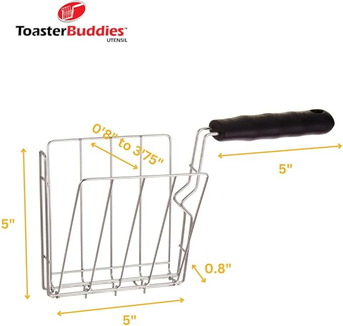 TOASTER BUDDIES 2-Piece Toaster basket Sandwich Racks 2 Slice-Toaster Compatible with allmost all pop-up toasters Toaster gadget Regular Black