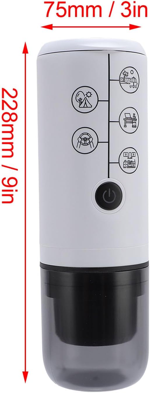 TOPINCN Portable Coffee Maker 17Bar Pressure Electric Coffee Machine with Ground Coffee Compartment Capsules Compartment Great for Outdoor Travel (White)