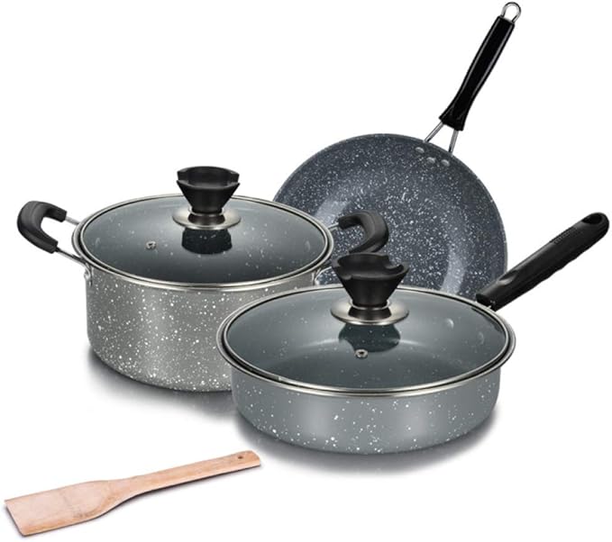 Cooking Pot Non Stick Cookware SetsCooking Pots and PansFrying Pan and Saucepan Set Suitable for All StovesIncluding Induction3Pcs