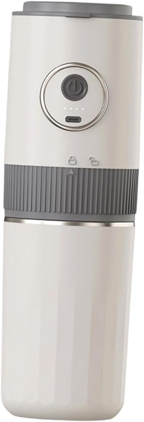 Compact and Versatile Portable Electric Coffee Maker with Coffee Grinder Dripper and Cup for Home Fishing and Outdoor Use Beige