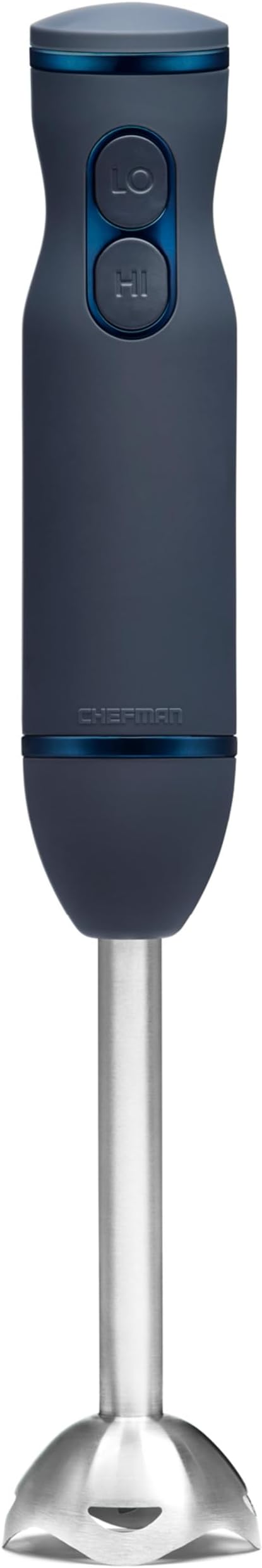 Chefman Immersion Stick Hand Blender with Stainless Steel Blades Powerful Electric Ice Crushing 2-Speed Control Handheld Food Mixer Purees Smoothies Shakes Sauces &amp Soups Midnight Blue