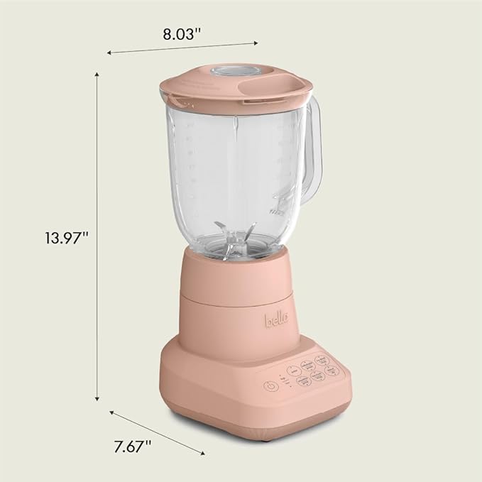 bella 10 Speed Countertop Blender Juicer &amp Smoothie Maker Fits-anywhere™ Kitchenware Slim Flip &amp Store Design Dishwasher Safe 48oz Capacity Pitcher &amp Lid Stainless Steel Blade 450 Wa