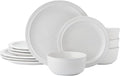 Pfaltzgraff Blooming Meadow 12 Piece Plates Bowls Dinnerware Set Service for 4 Cream