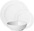 Denby - White By Denby Dinner Set For 4-12 Piece Tableware Set - Fine Porcelain Dinnerware Set - Dishwasher Microwave Oven Safe Scratch Resistant - 4 x Dinner Plates Small Plates &amp Cereal Bowls