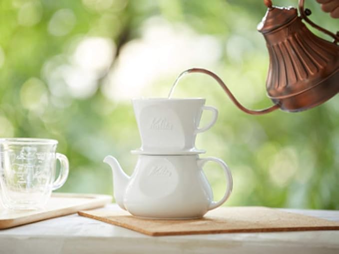 Carita Kalita Coffee Dripper Hasami Pottery for 1 to 2 People Made in Japan #01010 Drip Equipment #01010 For 1 Person 2 People 1 Cup 2 Cups Porcelain Stylish Camping Outdoors Coffee Shop