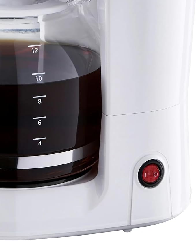 12-Cup Coffee Maker with Easy On/Off Switch Easy Pour Non-Drip Carafe with Removable Filter BasketKeep Hot PlateClear Water Level Window Coffee Machine Black (White)