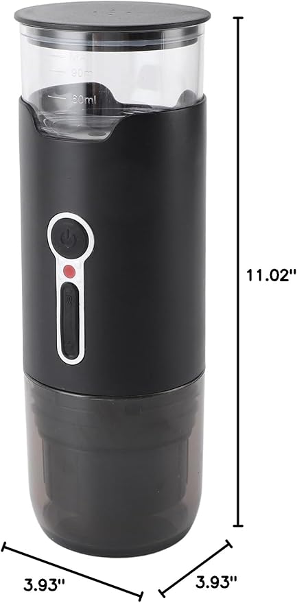 Rechargeable Mini Coffee Machine Portable Coffee Maker for Home Black 15 Bar Pressure Electric USB for Travel Camping Office (Non Heating)