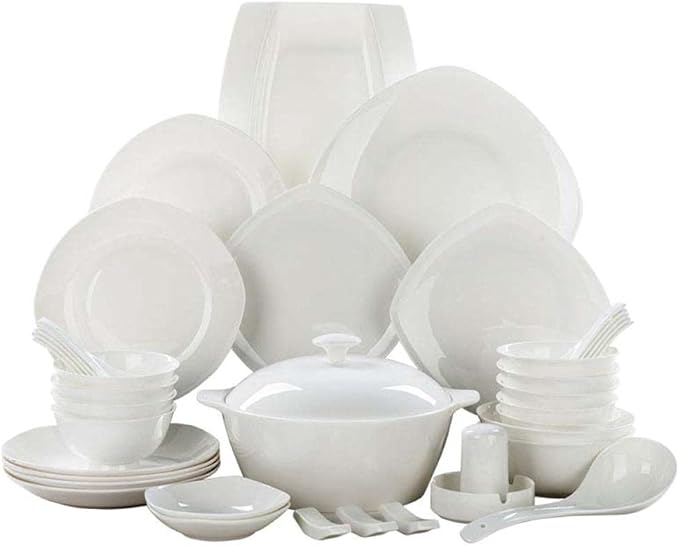 56 Heads jingdezhen Ceramics Dinnerware Sets Tableware Bone China Dishes Set Pot Rice Bowl Salad Noodles Bowl Dish Bowl-Round Plate 56pcs (Round Plate 56pcs)