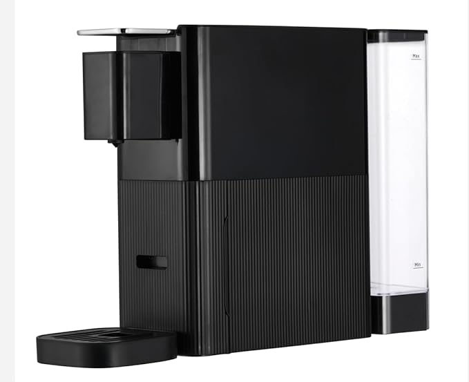 20 Bar Pressure Compact Single Serve Coffee Maker Espresso &amp Lungo Machine Programmable Temperature &amp Cup Size for Use with Coffee Capsules or Ground Coffee Ultra-Slim Design Model EM-508