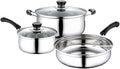 RUVOO Cookware Set Pots and Pans 3pcs Stainless Steel Cookware Set Soup Pot Milk Pan with Glass Lid Frying Pan Kitchen Cooking Tool Kitchen Kitchen Cooking Set