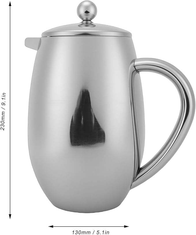 French Press Coffee Maker Stainless Steel 600ml Double Wall Insulated Thermal Coffee Press with Fine Mesh Filter Unbreakable Tea Pot and Keep Hot for Home Outdoor Camping