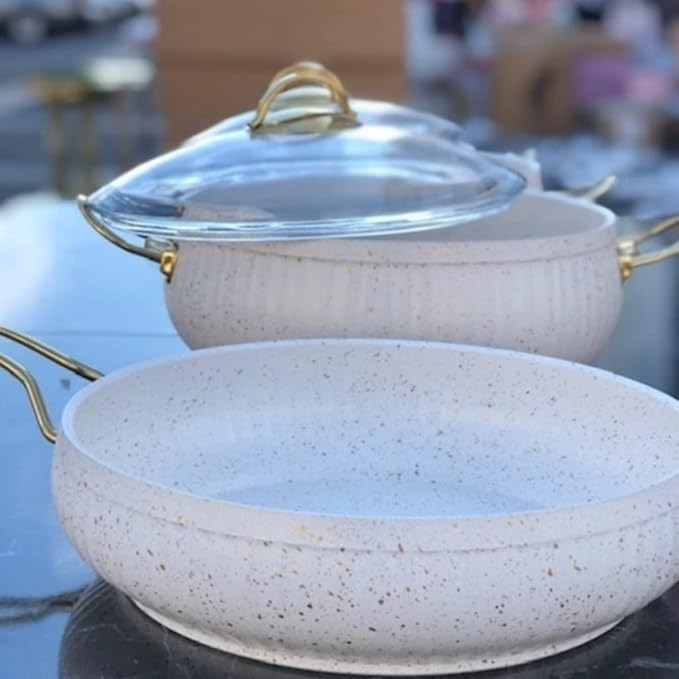 Cooking Pot Frying PanCookware Pots and Pans 7 Piece Cookware Set with Granite Lid Coating Accessories Kitchen Nonstick Pans
