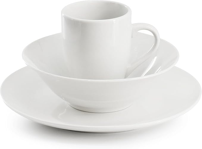 12-Piece Fine Ceramic Dinnerware Set in White – Dishwasher Microwave &amp Oven Safe Plates for Four