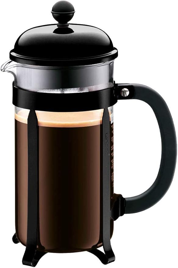 Bodum 34oz Chambord French Press Coffee Maker High-Heat Borosilicate Glass Stainless Steel Black – Made in Portugal