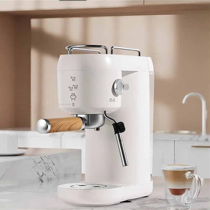 Electric Coffee Machine with Automatic Milk Frothing System 1400W 20Bar Mini Coffee Maker with Portafilter Single and Double Serve Filter Basket Smart Brew for Latte Espresso Cappuccino