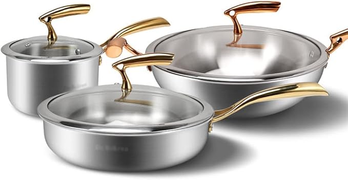 Stainless Steel Cookware Set Wok Frying Pan Milk Pan Frying Pan Steamer Non Stick Kitchen Pot Set Kitchen Tool