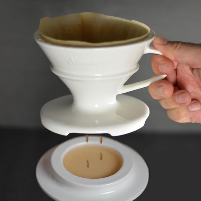 Pour over Coffee Dripper Set V Shape Size 2 Fine Ceramic Dripper + Drip Tray