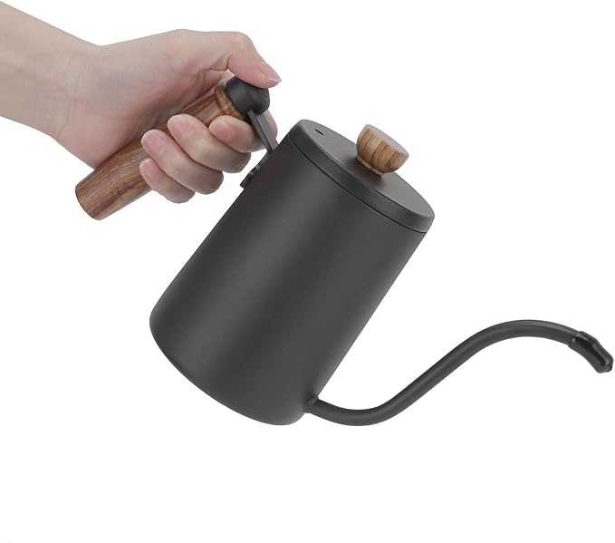 ZJchao Coffee Maker Pot Hand Brewing Coffee Maker Set Exquisite Workmanship Pour Over Coffee Pot Thermometer with Filter Funnel Container Filter Papers (Black hand punch)