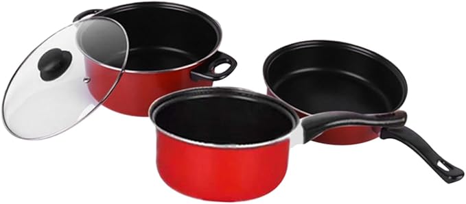 3pcs Cooking Tool Set Non-stick Frying Pan Soup Pot Milk Pan Home Kitchen