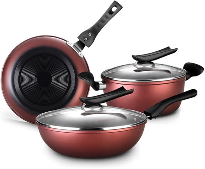Cooking Pot Frying PanNon-Stick Pan 5-Piece Set Cooker Suitable for Household Wok Cookware Combination Pot Cooking Cookware Set