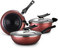 Cookware Non-Stick Pan 5-Piece Set Cooker Suitable for Household Wok Cookware Combination Pot Cooking Cookware Set (Color : A Size A As The pi
