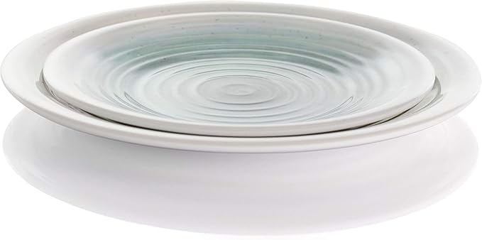 12 Piece Lightweight Melamine Dinnerware Set – Shatter-Resistant Dish Set for 4 with Plates and Bowls – Outdoor &amp Indoor Unbreakable Dinnerware (Light Blue)