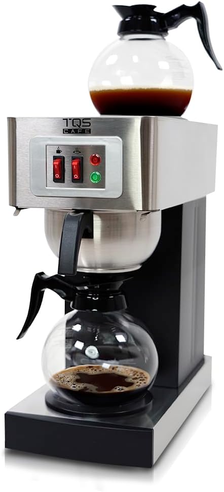 12-Cup Commercial Coffee Maker Stainless Steel - Double Coffee Machine for Office Restaurant Industrial Use - High Capacity Office Coffee Maker - TQS Cafe