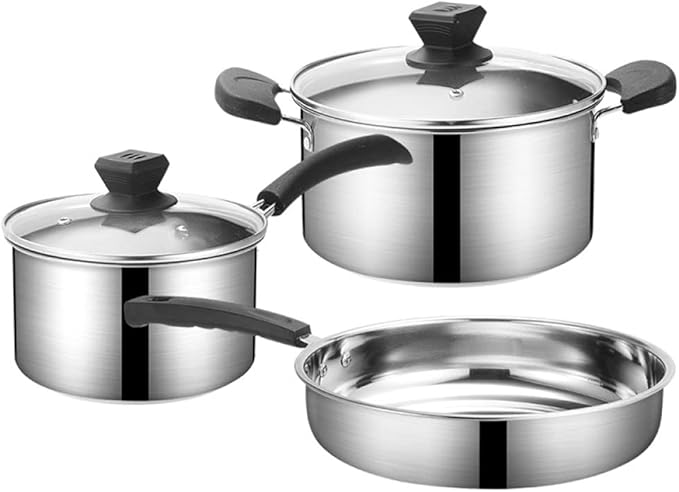Cooking Pot Nonstick Cookware Sets 401 Stainless Steel Cooking Pots and Pans Home Kitchenware with Wok Frying Pan Stock Pot Safe
