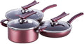 7 Piece Food Grade Aluminum Alloy Cookware Set Heat Resistant Stock Pot + Wok Frying Pan with Glass Lid Kitchen Cookware
