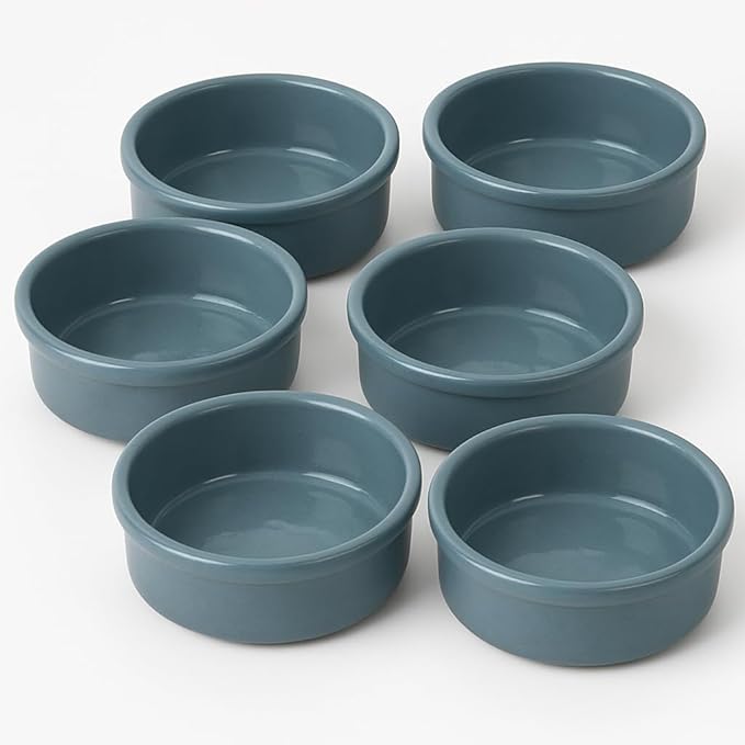 Areste Mexican Clay Cookware Set of 6 – Full Light Blue Terracotta Pots Bowls Plates &amp Serving Dishes – Spanish Earthenware for Baking Yogurt Kheer Meat Vegetables – Cazuelas Mexicana
