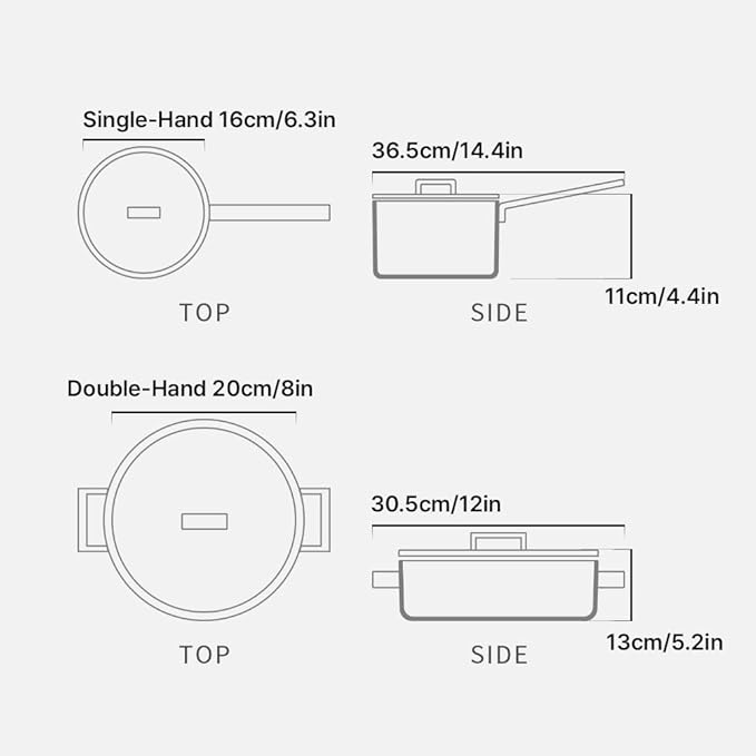 5 Layers induction stainless steel Nonstick cookware set 5P