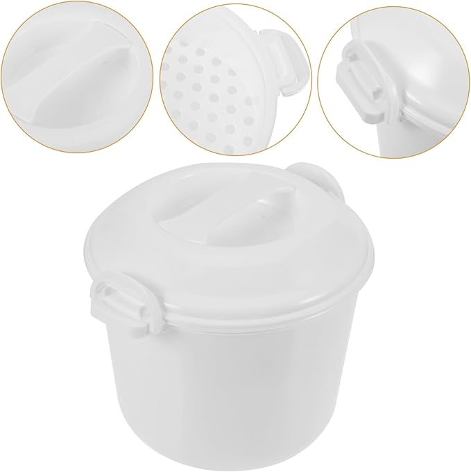 Microwave Rice Cooker with Lid Portable Multifunctional Steamer Tray Plastic Container for Healthy Cooking and Convenient Meal Prep at Home
